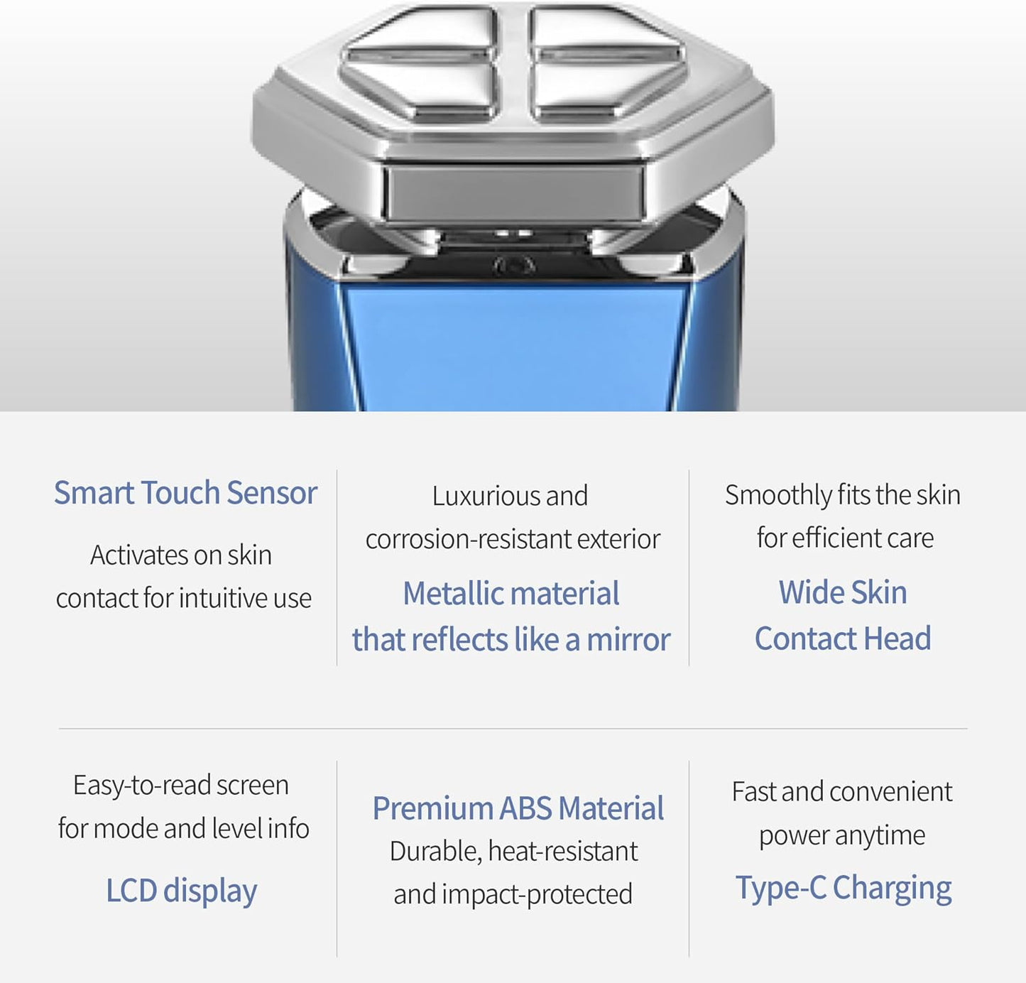 Facial Massager, Anti Aging Face and Neck Massage Tool for Skin Care (Blue)