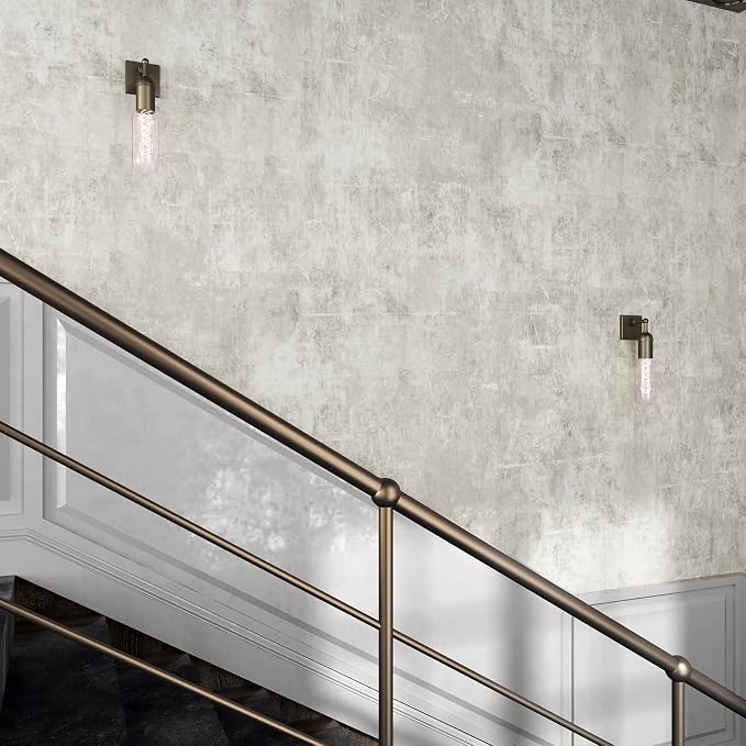 VEELIKE Distressed Concrete Wallpaper Peel and Stick Light Grey Limewash - Image 3