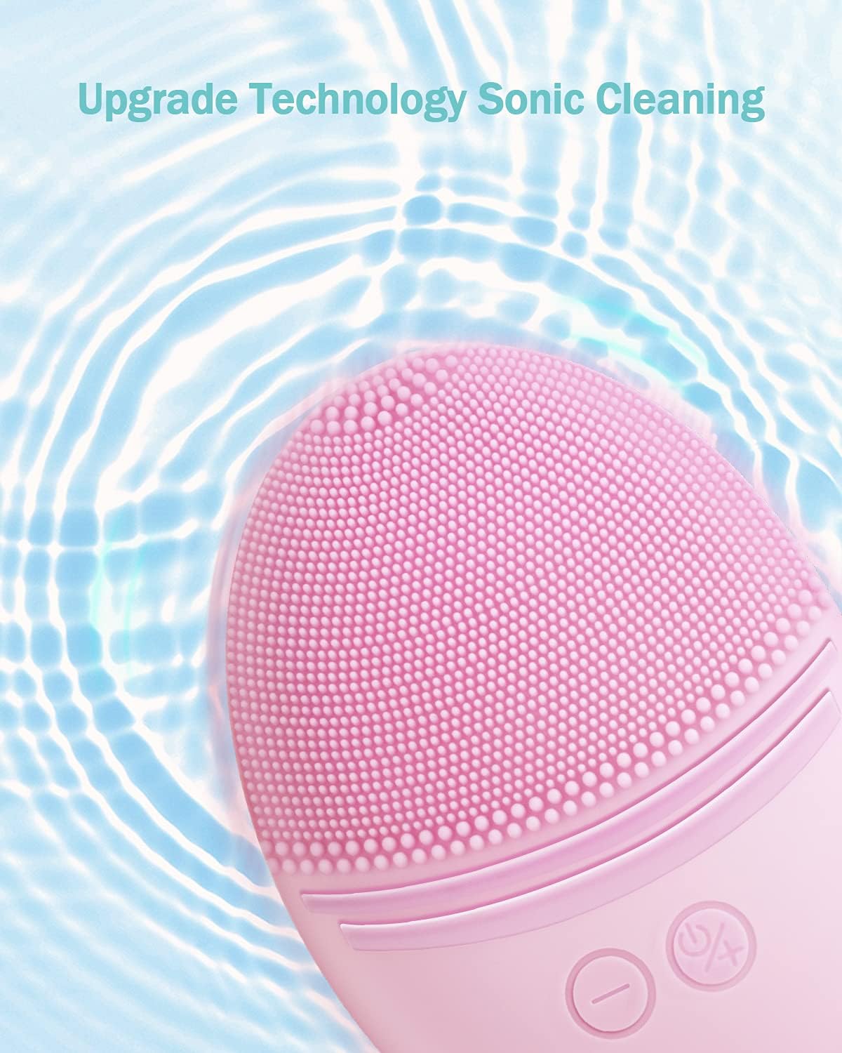 EZBASICS Facial Cleansing Brush Made with Ultra Hygienic Soft Silicone, Waterproof Sonic Vibrating Face Brush for Deep Cleansing, Gentle Massaging, Inductive Charging (Pink)1 Pack+5 Speed Settings