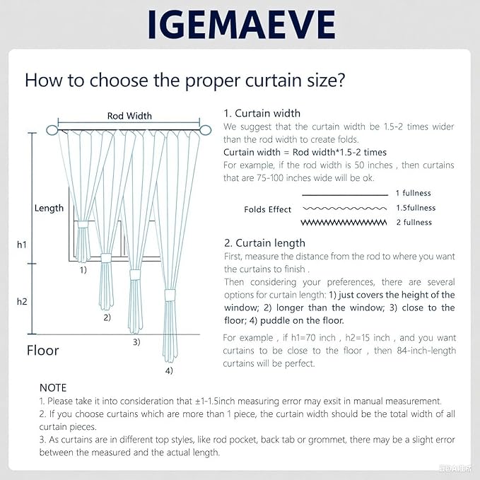 IGEMAEVE Black Out Curtains 84 Inch Long - Image 4