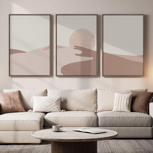 Large Framed Neutral Earth Tone Desert Wall Art by Cuspin