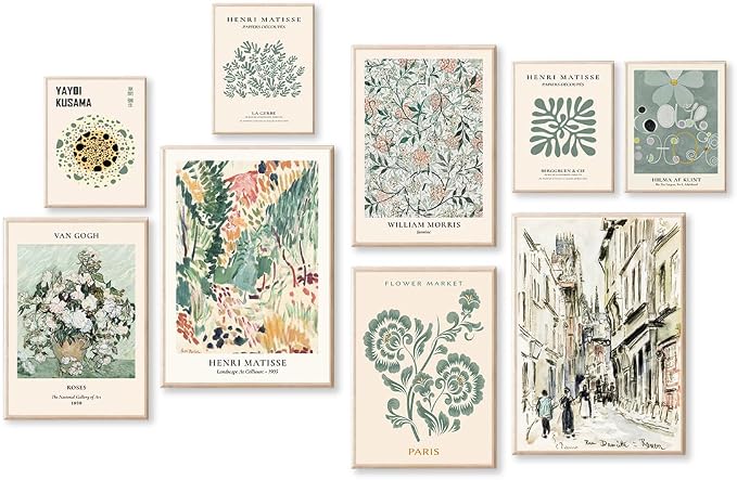 KBKBART 9 PCS Sage Green Wall Art by KBKBART