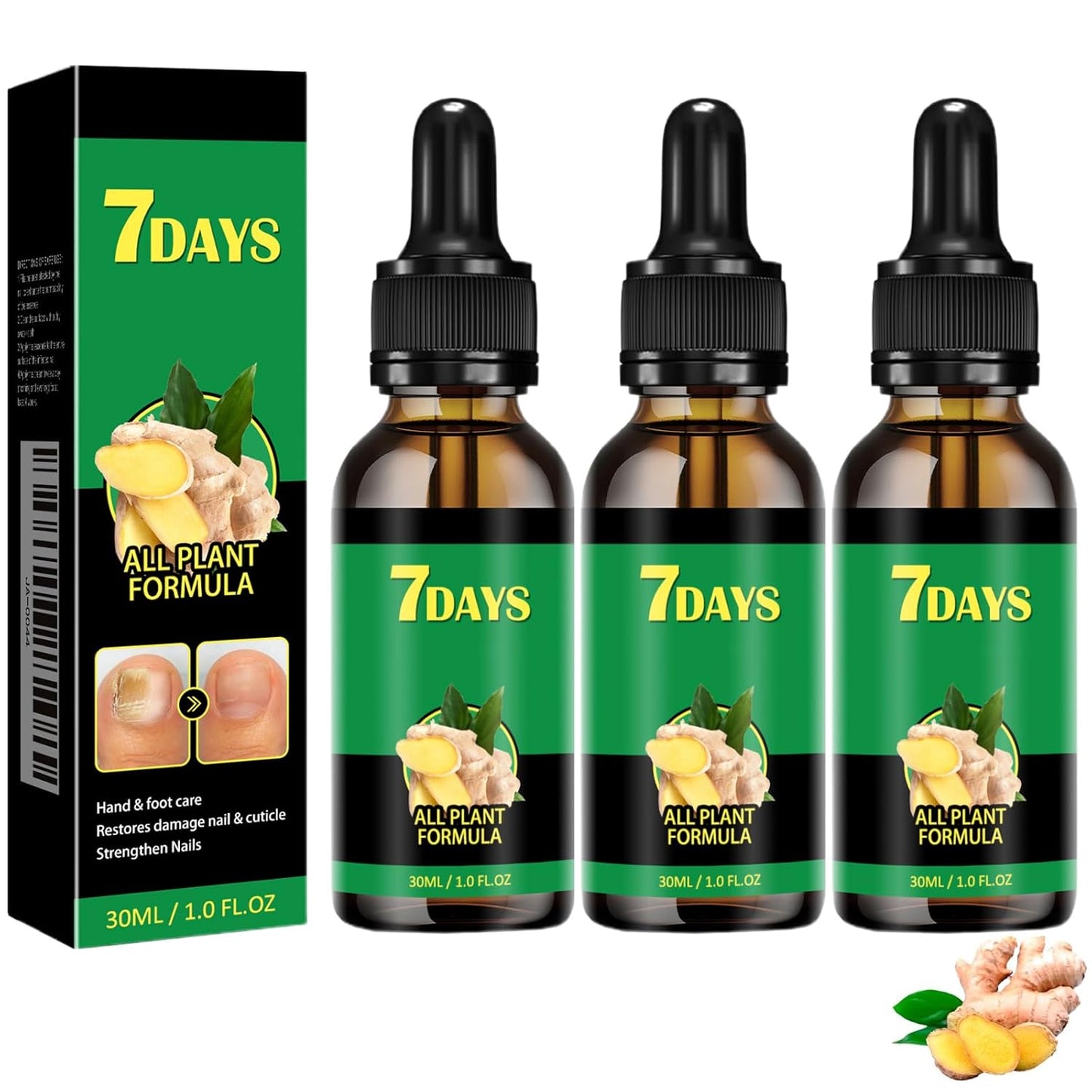 3Pcs Ginger Nail Serum, 2-in-1 Serum Repair Essence, Ginger Care Oil for Nails Strengthener Oil, Care Moisturizer