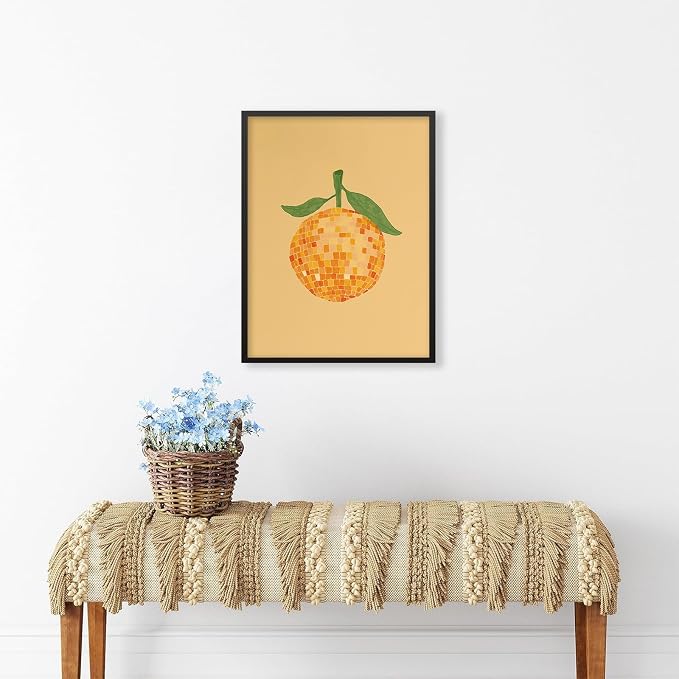 Retro Funky Orange Canvas Wall Art Fashion Disco Ball Aesthetic Posters 12X16 - Image 4