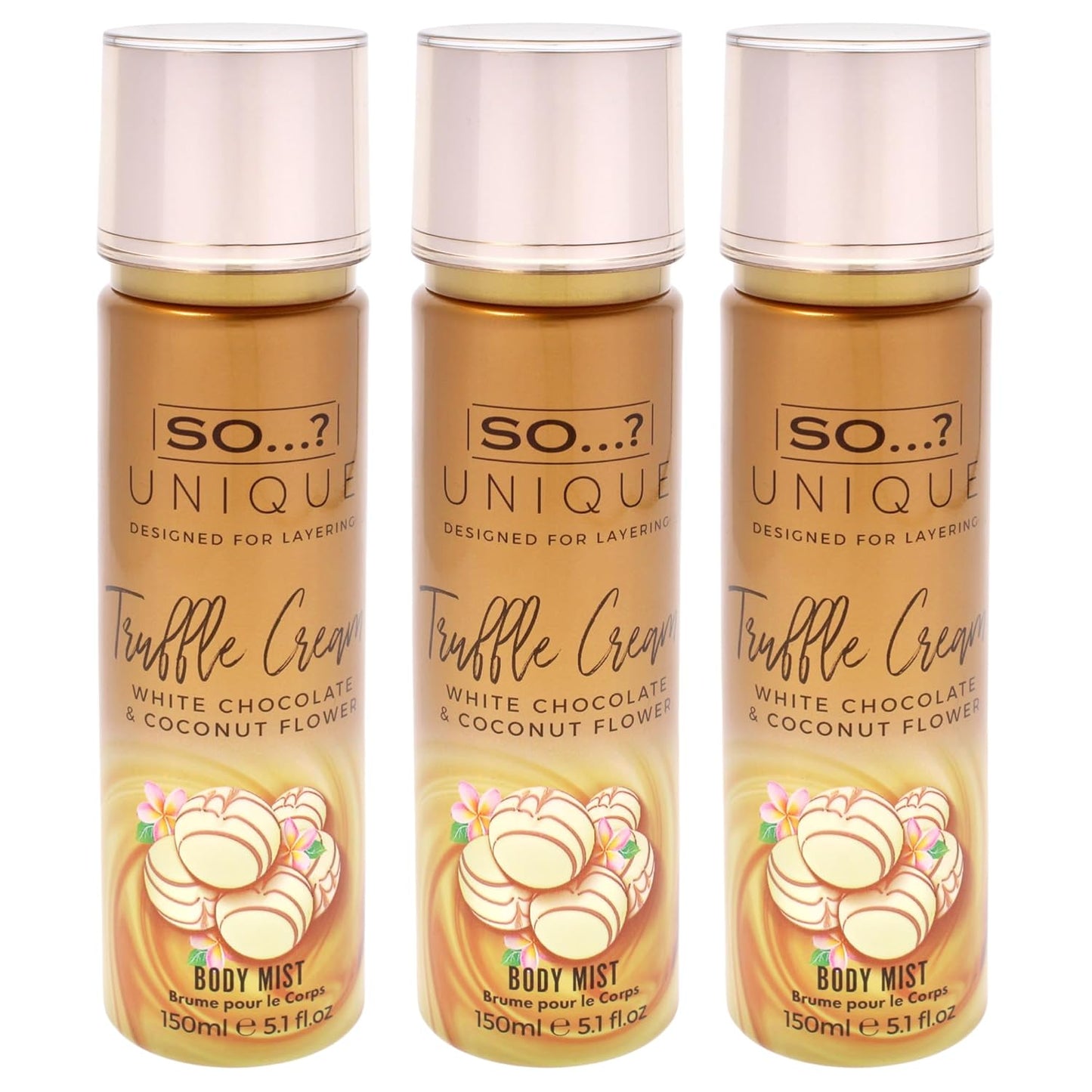 So...? Unique Body Mist - Truffle Cream for Women - 5.1 oz Body Mist - Pack of 3