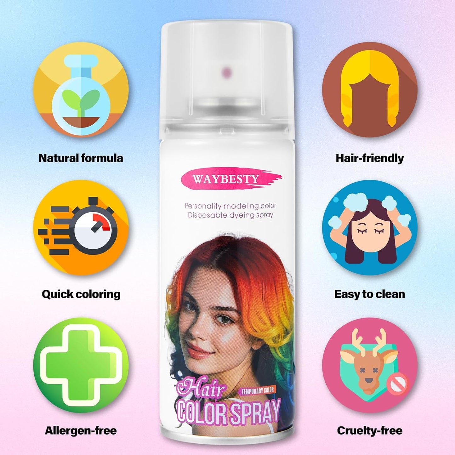 Temporary Hair Color Spray For Women Kids Men, Washable Temporary Hair Dye Spray One Day Hair Color Wax Non-Sticky For Cosplay Party DIY, Christmas Party, Halloween Crazy Hair Day (Gold, 4.06 oz)