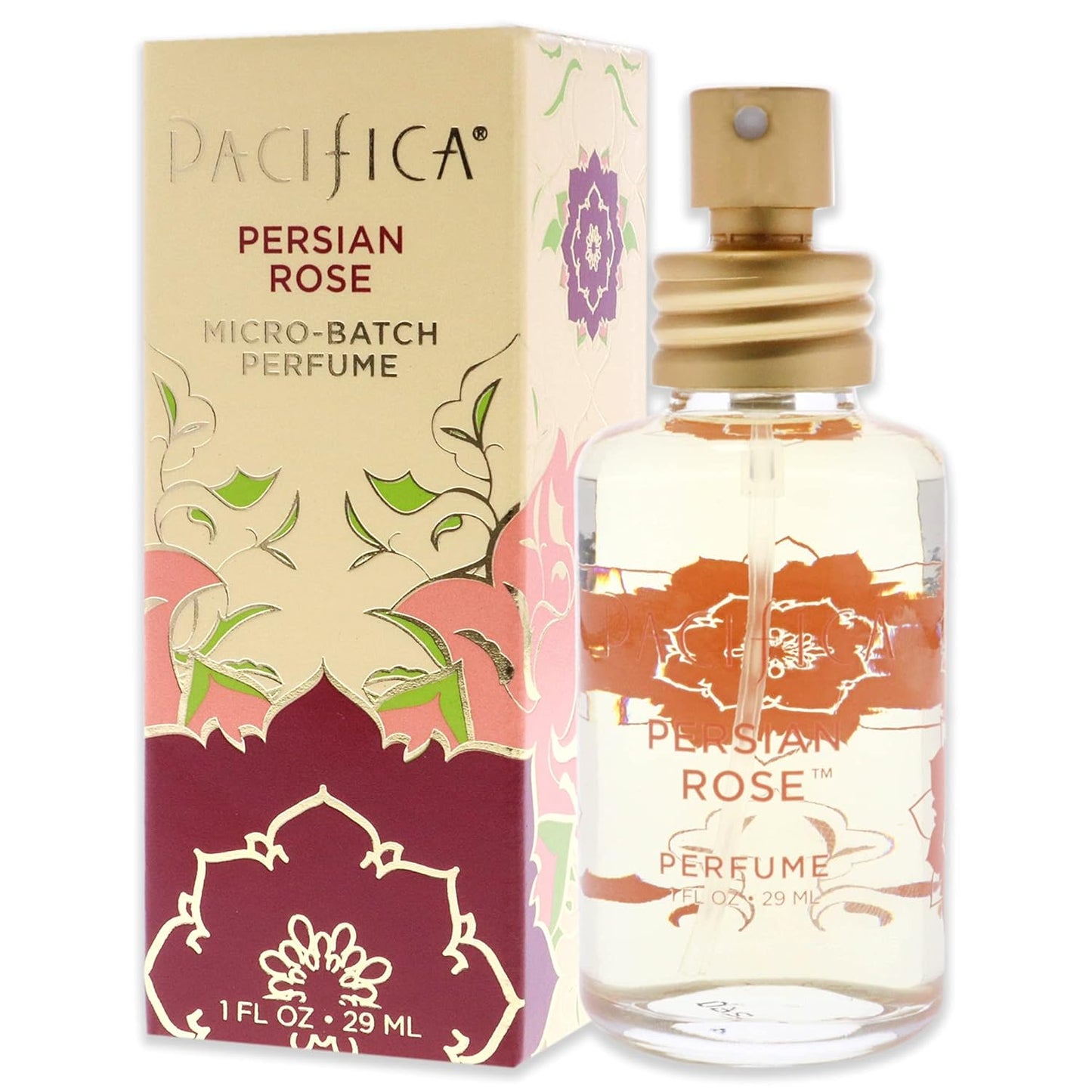 Pacifica Beauty, Persian Rose Clean Fragrance Spray Perfume, Made with Natural & Essential Oils, Fresh Rose Scent, Vegan + Cruelty Free, Phthalate-Free, Paraben-Free, Gifts for Her, 29 ml. 1 fl. oz