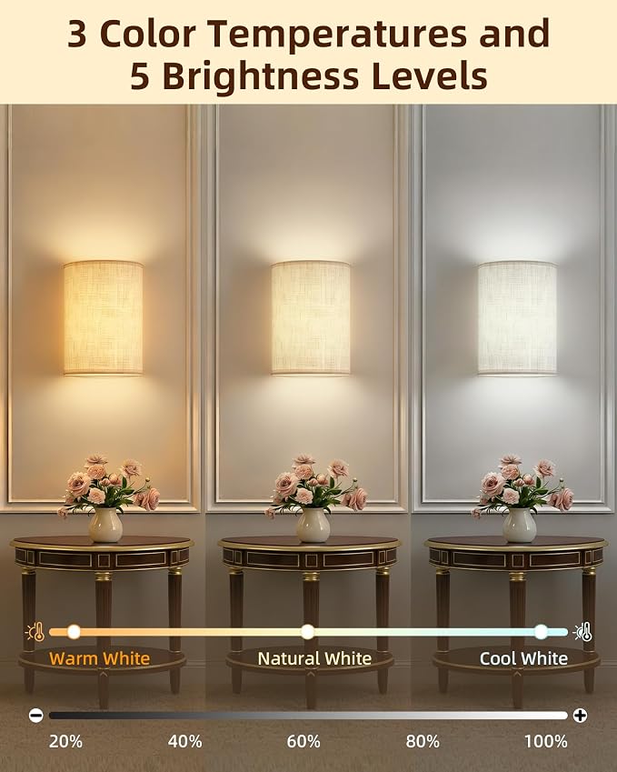 EZVALO Battery Operated Wall Sconce, Rechargeable Wall Sconces Set of Two - Image 2