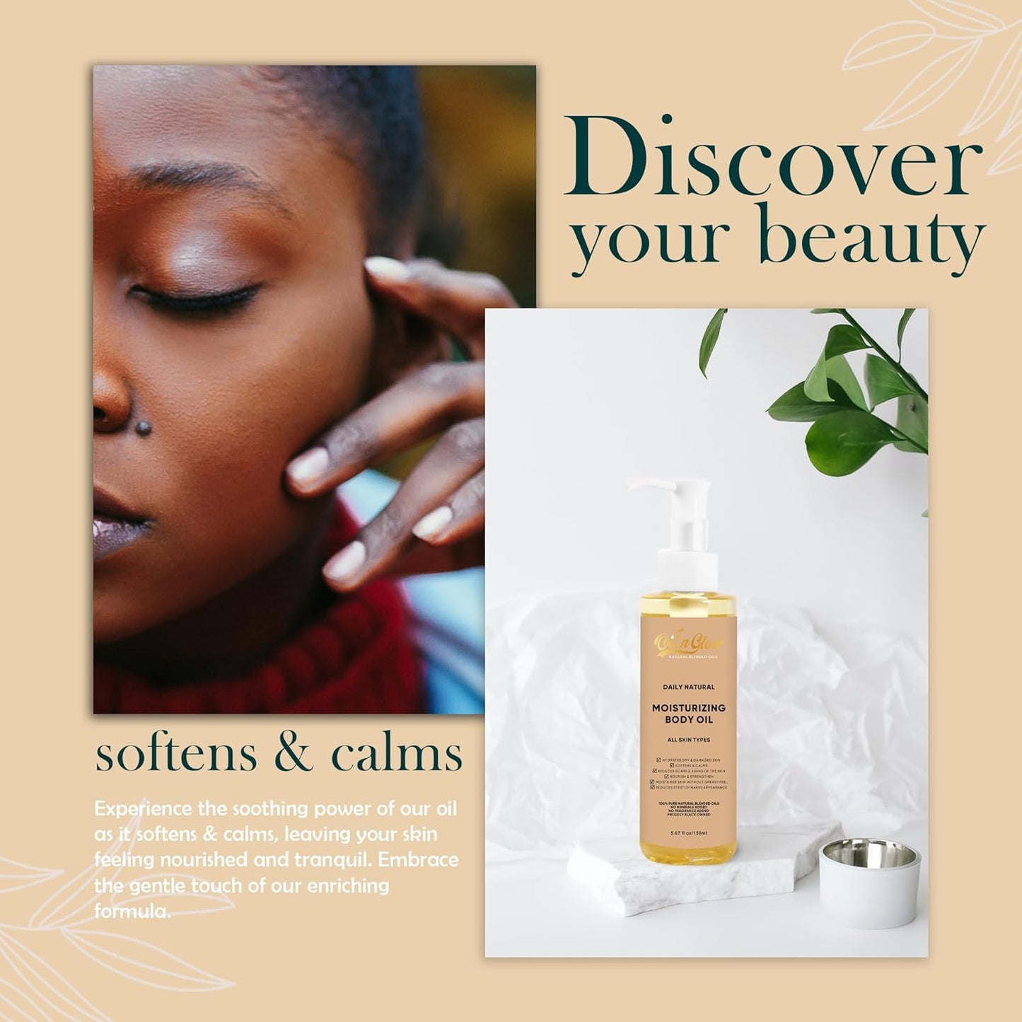 USDA Certified 100% Organic Pure Natural Hydrating Body Oil After Shower With Coconut, Jojoba, Olive & Almond Non-Greasy Moisturizing Oil For Women & Men Dry Skin 5.07 fl oz/150ml - Unscented