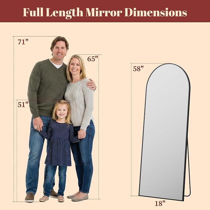 Suidia 58"x18" Arched Full Length Mirror - Image 4
