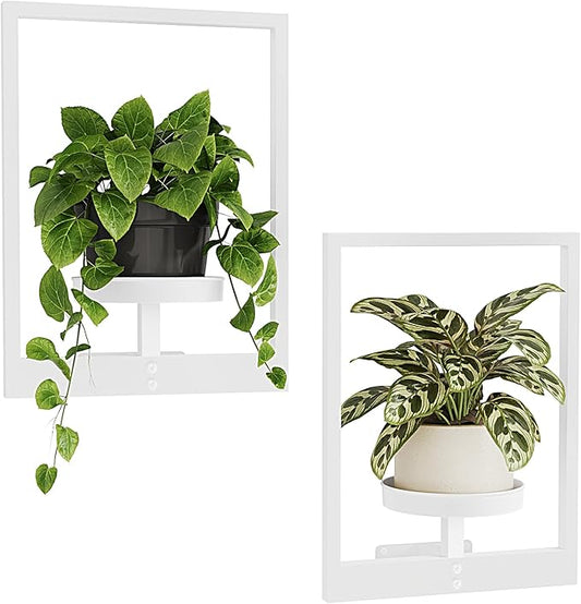 Bamworld White Plant Stand Indoor, Plant Hanger Wall Planters by Bamworld