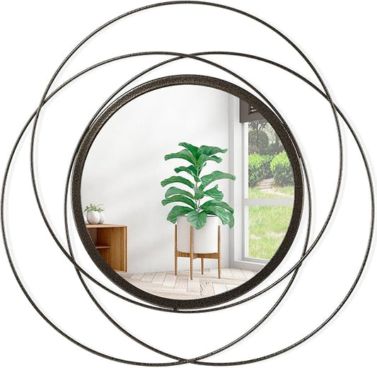 Circle Mirror Wall Decorative Metal Wall Mirror, Art Small Round Wall Home by HLFMVWE