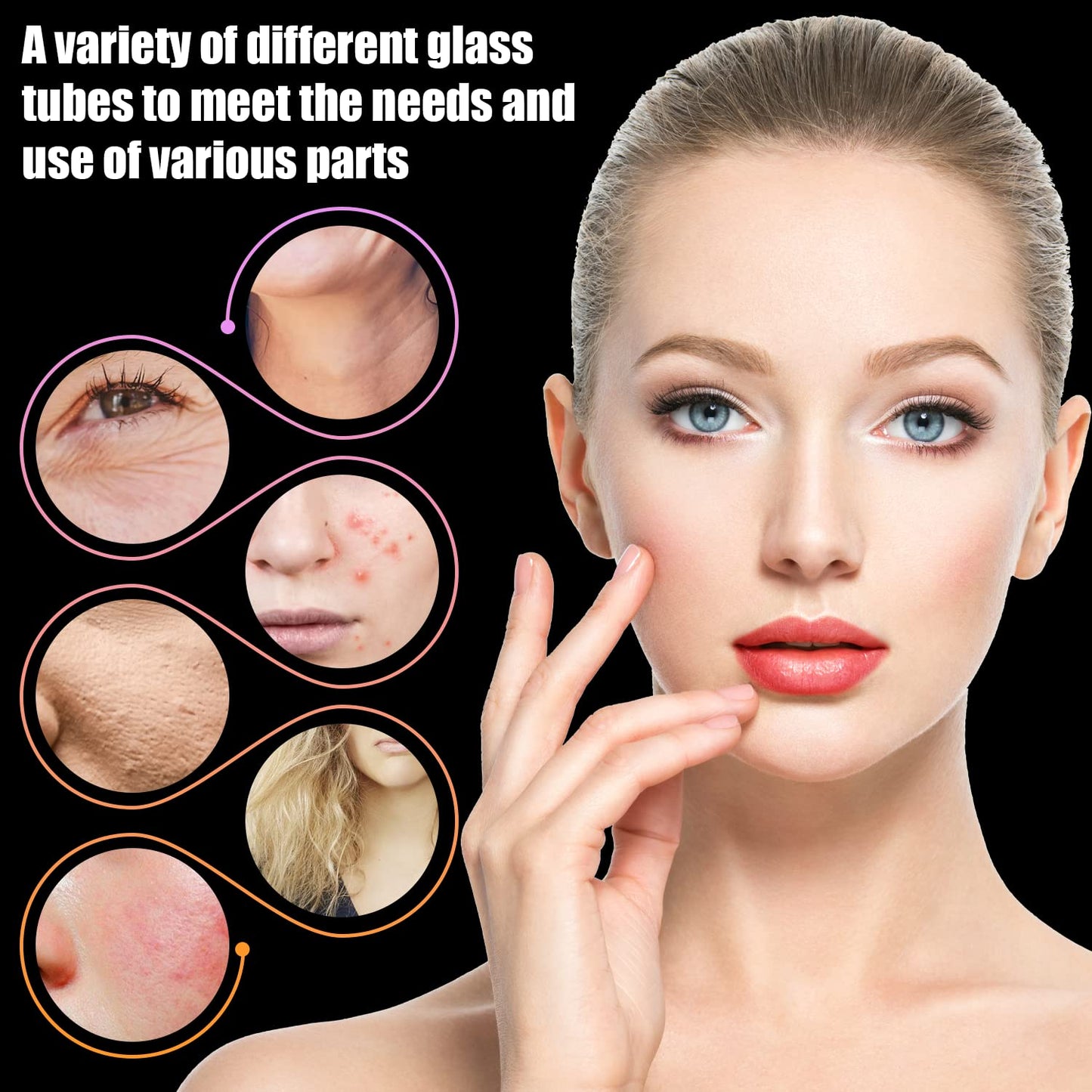 High Frequency Facial Wand - UUPAS Portable High Frequency Facial Machine with 6 Pcs Different Tubes（Orange & Purple）