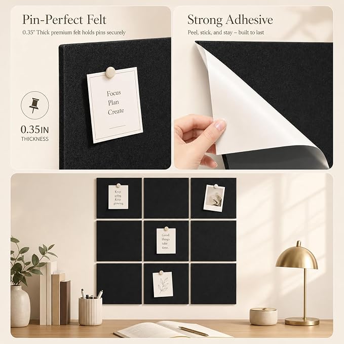 Large Cork Boards for Walls – 36" x 24" Self Adhesive Felt Wall Tiles - Image 3