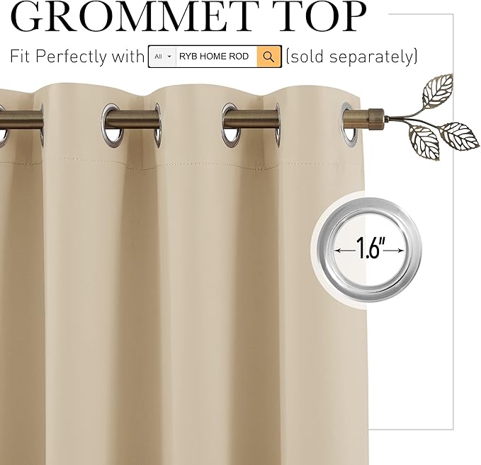 RYB HOME Extra Wide Curtains for Divider Room Separation Soundproof Temporary - Image 2