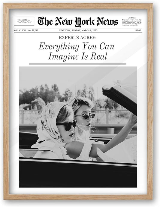 iHery Everything You Can Imagine Is Real Framed Trendy NewsPaper Wall Art by iHery
