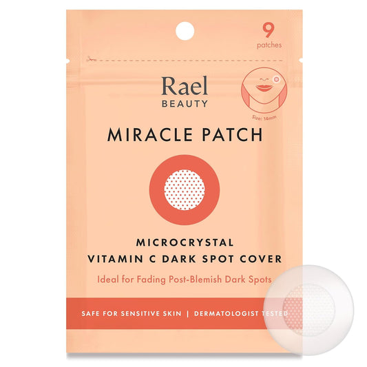 Rael Pimple Patches, Miracle Microcrystal Vitamin C Dark Spot Cover - Hydrocolloid Patch with Glutathione and Niacinamide, Treatment for Post Acne, Korean Skin Care, Vegan, Cruelty Free (9 Count)
