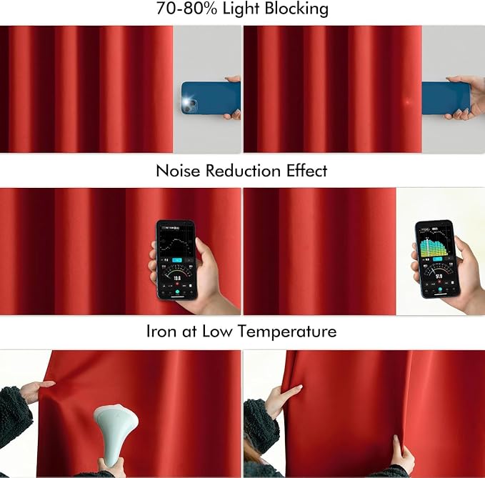 MIULEE Christmas Red Back Tab Blackout Curtains 102 Inch Long 2 Panels Set - Image 5