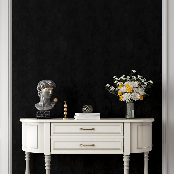 YENHOME 17.7"X393" Black Velvet Wallpaper Peel and Stick Soft Felt Fabric - Image 5