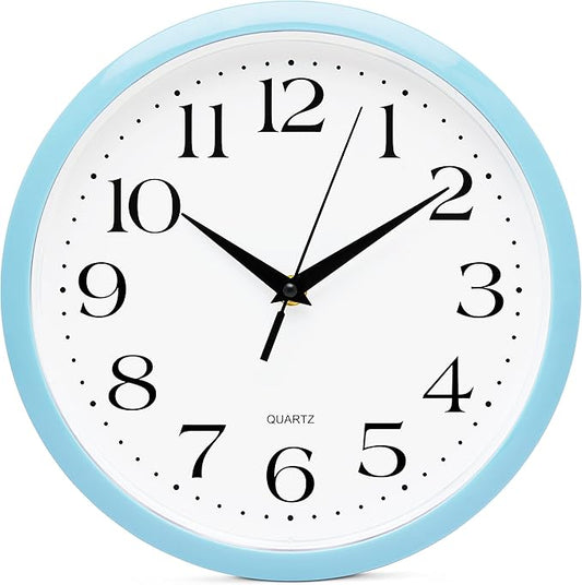 Bernhard Products Light Blue Wall Clock Silent Non Ticking by BernhardProducts