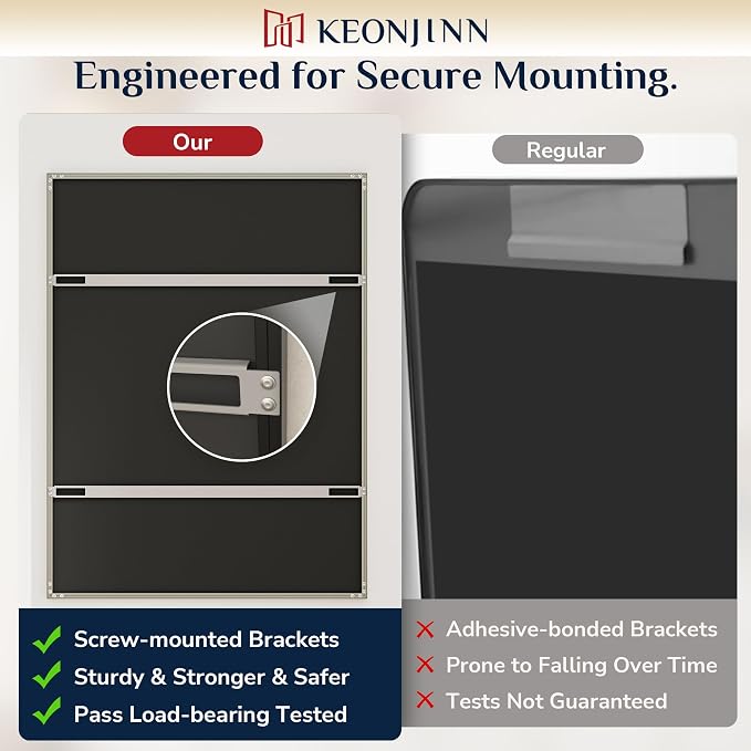 Keonjinn 24 x 32 Inch Brushed Nickel Bathroom Mirror, Beveled Rectangle Framed - Image 8