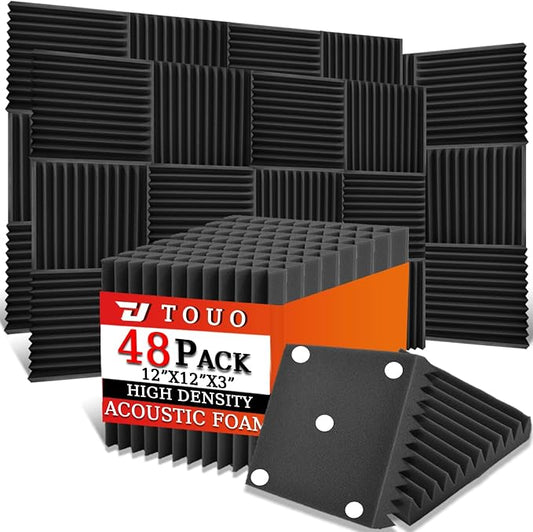 48 Pack Acoustic Panels – Sound Proof Foam Panels by TOUO