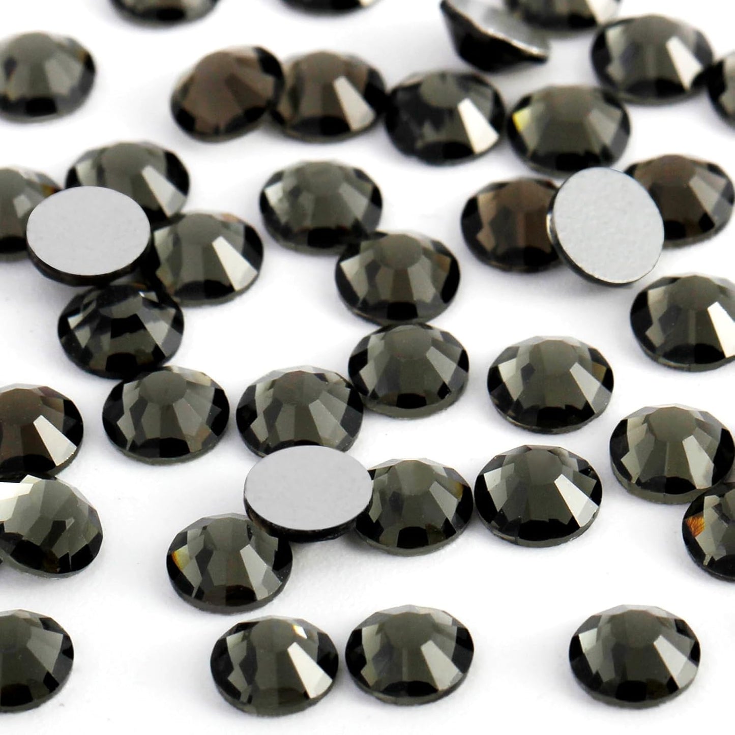 3000PCS SS8 Flatback Rhinestones | 12-Facet Diamond-Cut Glass Gems for Nail Art, Clothing, DIY Crafts |Glue-On Decoration Stones with Silver Backing(Black Diamond)