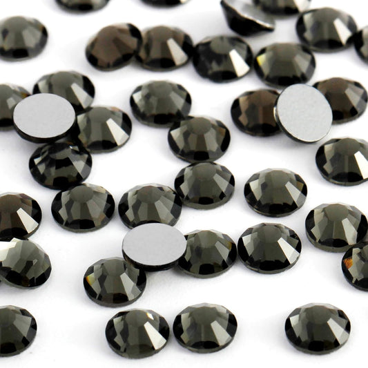 3000PCS SS8 Flatback Rhinestones | 12-Facet Diamond-Cut Glass Gems for Nail Art, Clothing, DIY Crafts |Glue-On Decoration Stones with Silver Backing(Black Diamond)