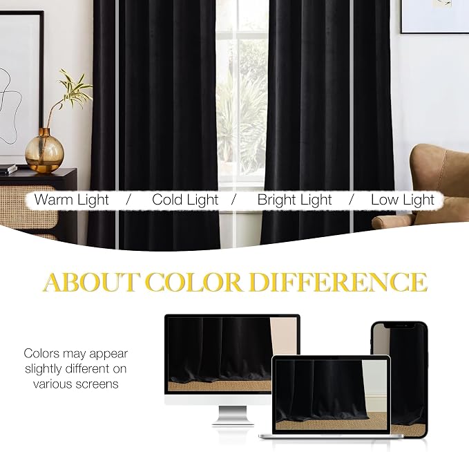 NICETOWN Black Velvet Curtain 72 inches Long - Image 9