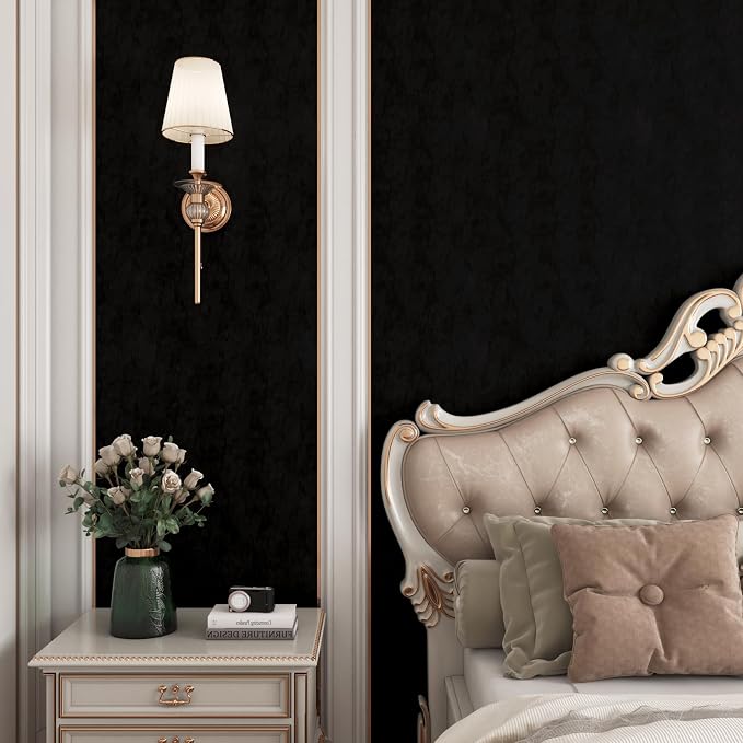 YENHOME 17.7"X393" Black Velvet Wallpaper Peel and Stick Soft Felt Fabric - Image 3