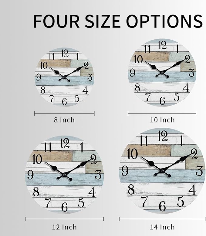 KECYET Wall Clock Battery Operated 14 Inch Large Silent Non Ticking Coastal - Image 2