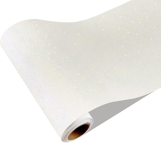 CRE8TIVE Off-White Glitter Wallpaper 8"x354" White Peel and Stick Wallpaper by CRE8TIVE