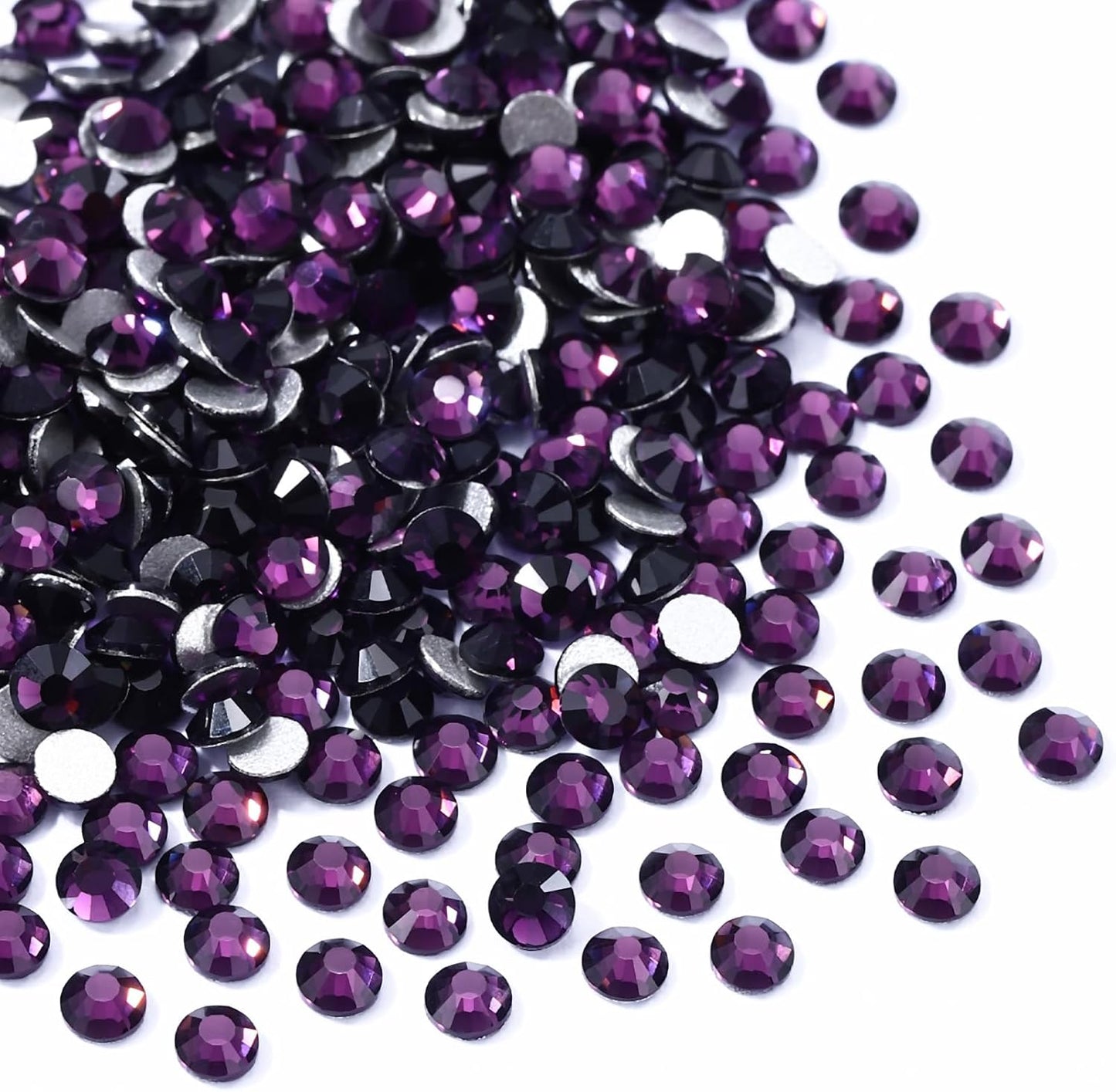 Tanzanite Flatback Rhinestones, Glass Rhinestones for Nail Art and Craft, Glue Fix, Loose Crystal Gemstones(Tanzanite, SS4, 1440pcs, 1.5-1.7mm)