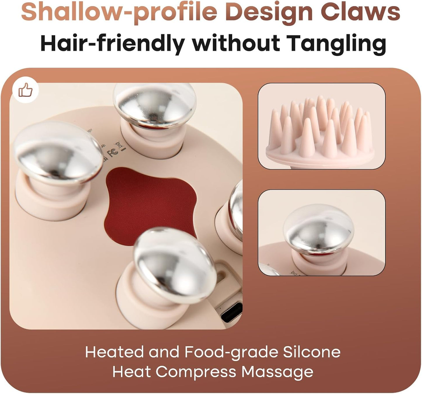 arboleaf Heated Scalp Massager Head Massager Scalp Stress Relax Hair Massager with Heat Cordless Kneading Massage Cat Massager, Gift for Mom Dad