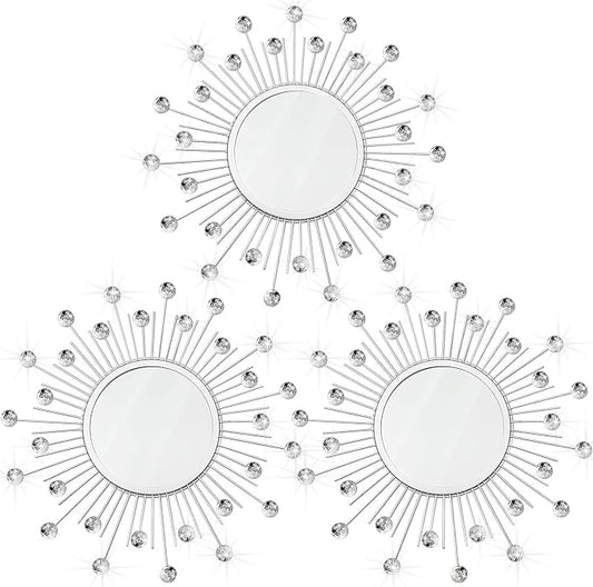 3 Pack Metal Mirrors for Wall Sunburst Wall Mirrors Home Décor Decorative by Uaussi
