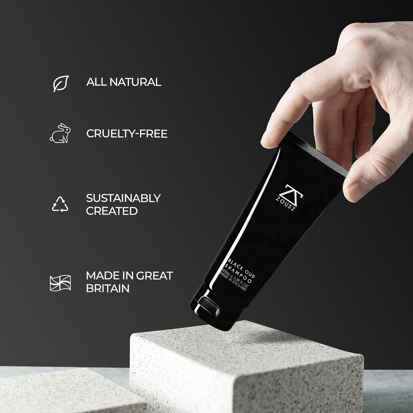 Black Oud Men's Shampoo, Hair & Beard Cleaner and Strengthener, Vegan & Hypoallergenic Shampoo , 3.38 Fl Oz Hair Shampoo & Beard Wash Kit Essential