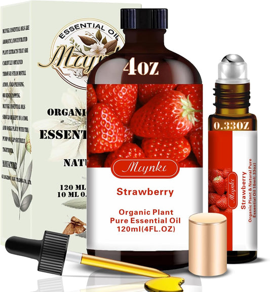Strawberry Essential Oil-Strawberry Fragrance Oil 4.33oz (130ml)-100% Pure Natural Scent for Diffusers, Candles, Soap Making & Aromatherapy-Relaxing Home & Gift Essential Oil for Bath, Massage
