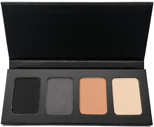 Matte Black, Silver Grey, Light Brown and Off White Vegan Eyeshadow Mini Palette; Talc, Paraben & Cruelty Free