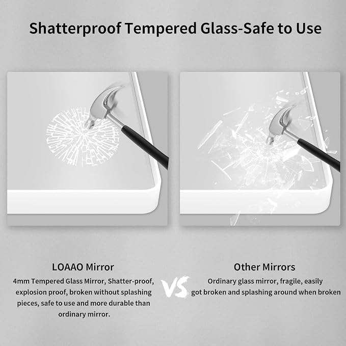 LOAAO 32x36 Inch White Metal Framed Bathroom Mirror - Image 7