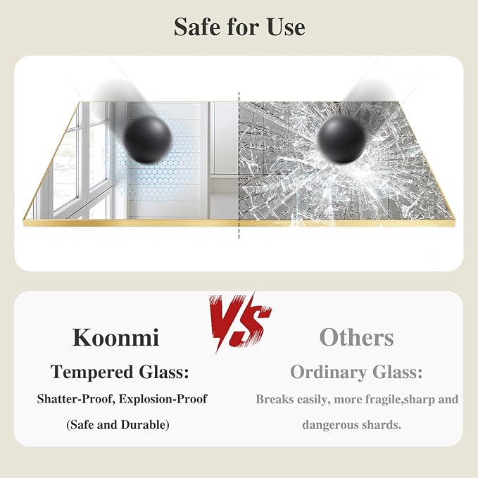 Koonmi Gold Mirrors for Wall, 24x36 Inch Bathroom Mirror, Rectangular Wall - Image 5