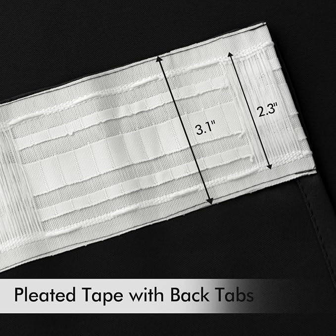 MIULEE Black Back Tab Blackout Curtains 132 Inch Length 2 Panels Set - Image 4