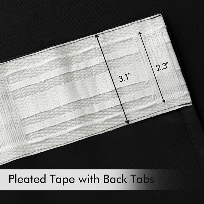 MIULEE Black Back Tab Blackout Curtains 104 Inch Length 2 Panels Set - Image 4