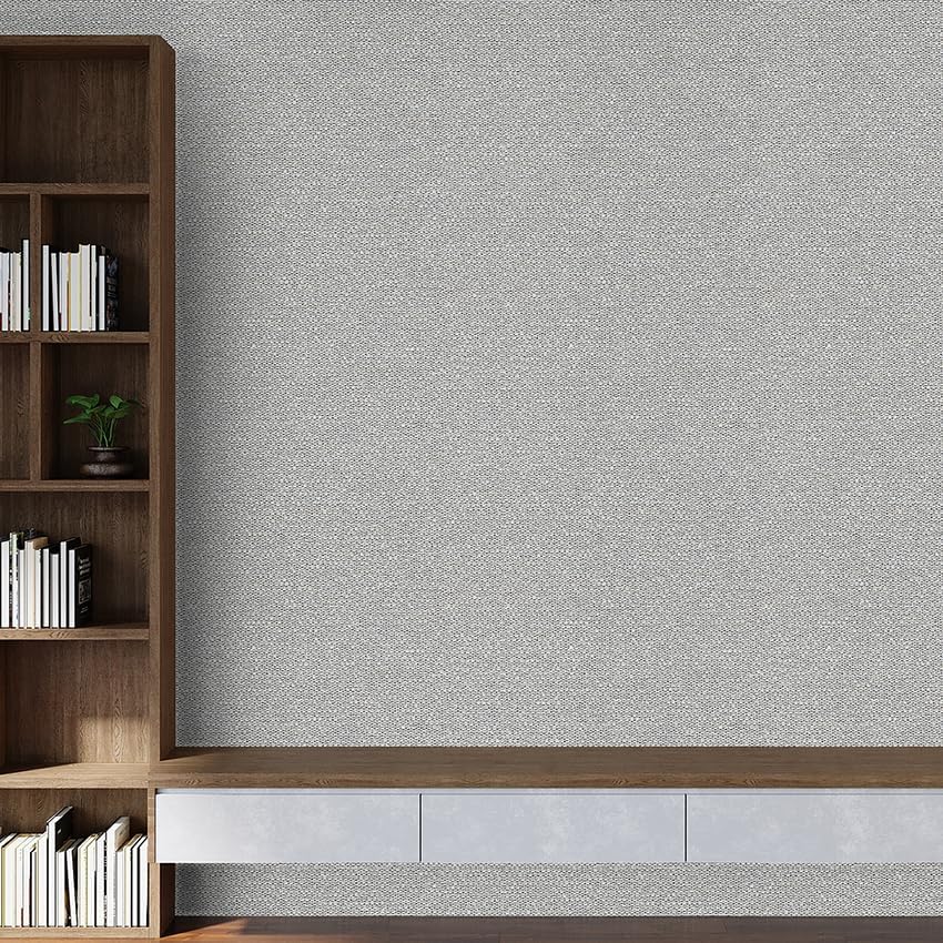 Grasscloth Textured Peel&Stick Wallpaper Slight Velvety Fabric - Image 6