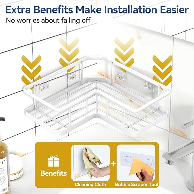 YASONIC Shower Caddy Corner, No Drilling Shower Organizer Corner - Image 5