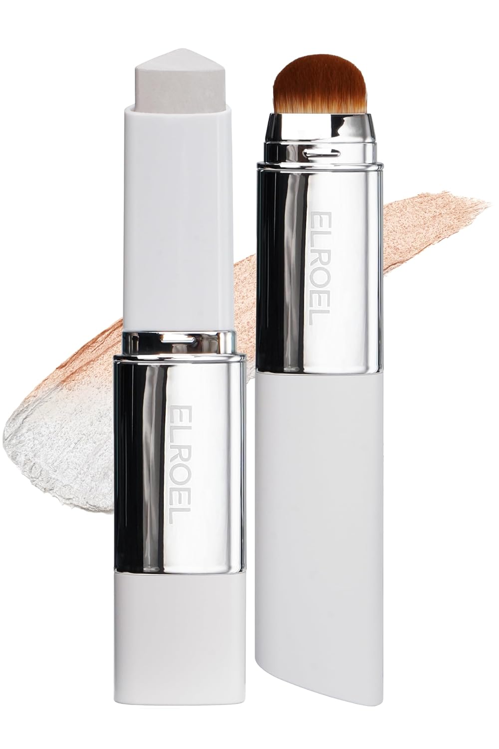 Blanc Cover Cream Stick V White - Korean Color-Changing Foundation Stick with Volufiline - Medium to Full Coverage Dewy Finish Base Makeup - Dual-Ended with Detachable Brush (200 Fair)
