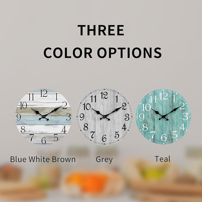 Wall Clock, 12 Inch Wall Clocks Battery Operated Silent Non Ticking, Wooden - Image 3