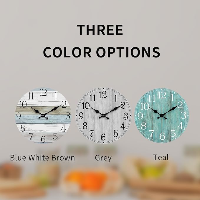 Wall Clock, Silent Non Ticking Wall Clocks Battery Operated, Rustic Wooden - Image 2