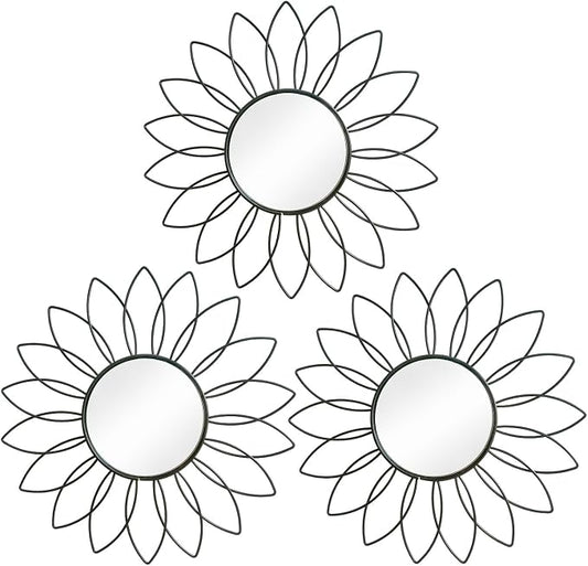 3 Pack Metal Mirrors for Wall Sunburst Wall Mirrors Home Décor Decorative by Uaussi