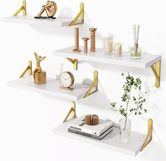 YGEOMER White Shelves for Wall, Different Sizes Wall Floating Shelves for by YGEOMER