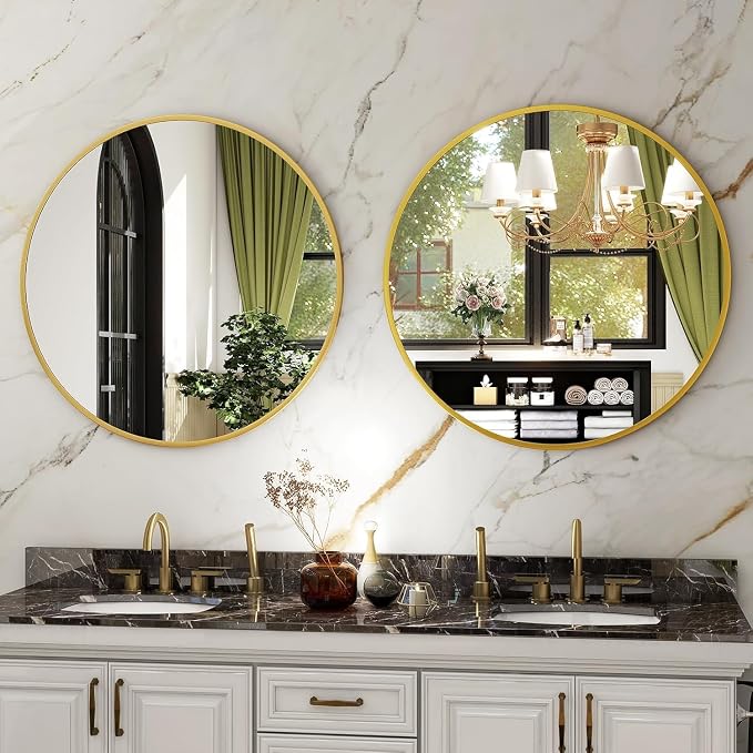 HARRITPURE Round Mirror 36 Gold Wall Mounted Circle Mirrors Vanity Mirror - Image 4